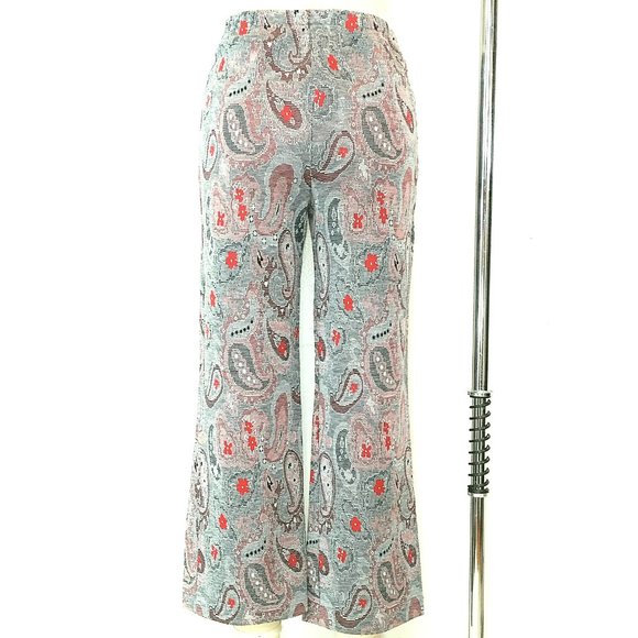 Vtg 70s Double Knit Pants Ankle Cropped Paisley - Picture 2 of 8